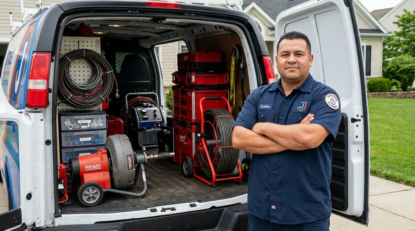 Professional drain cleaning equipment and Johns Plumbing LLC plumber in Christopher