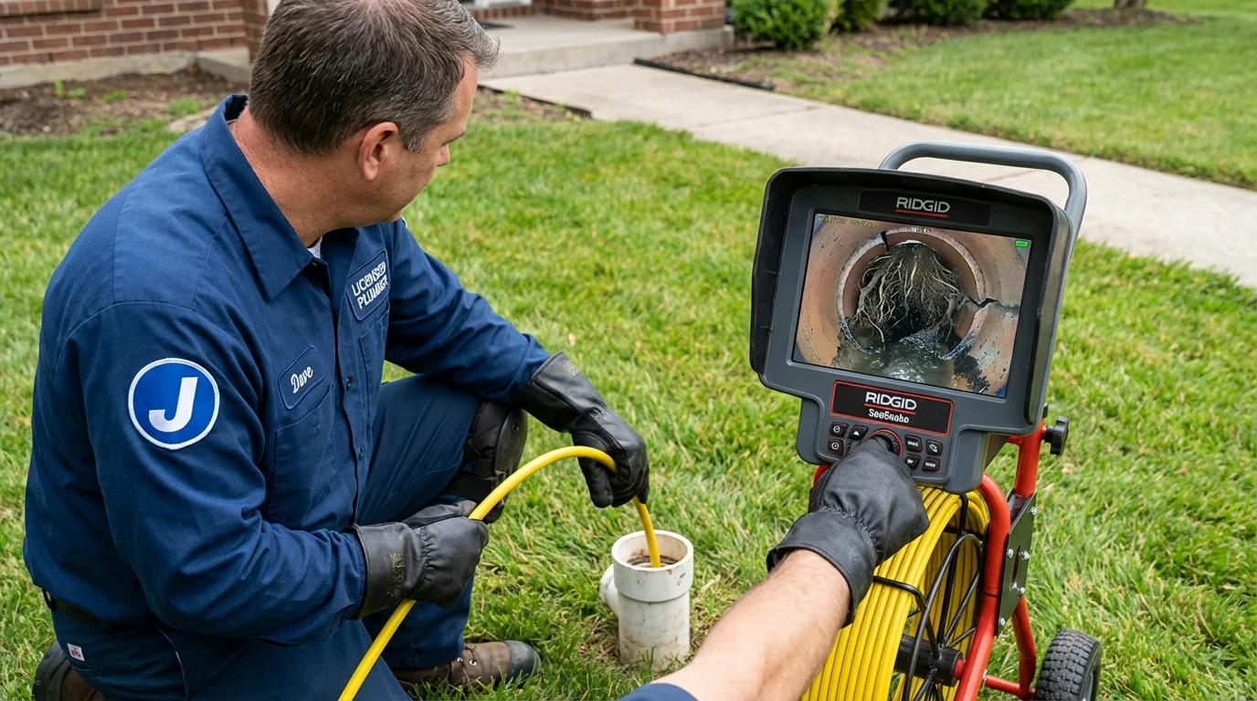 Sewer camera inspection being performed by Johns Plumbing LLC in Christopher